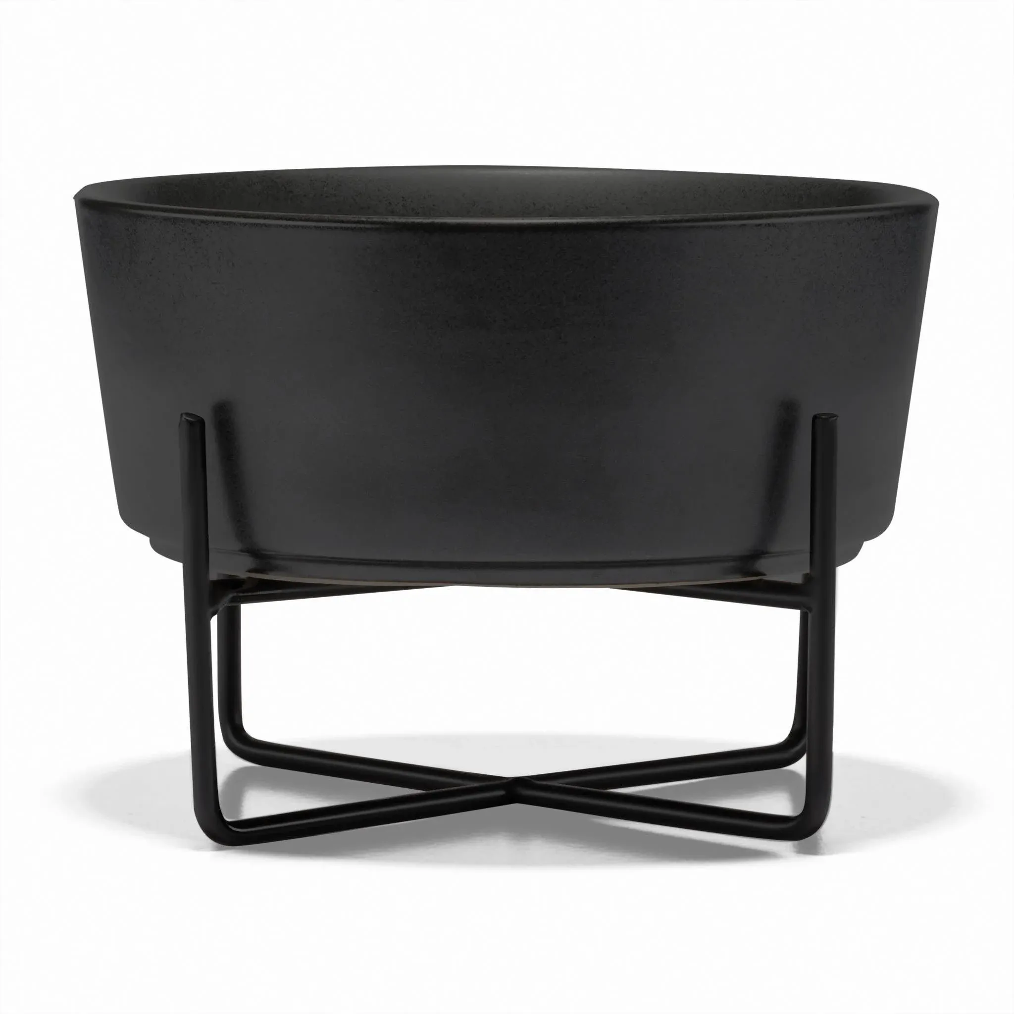 Waggo Simple Solid Matte Black Dog Bowl and Stand / Small / 2 Cups