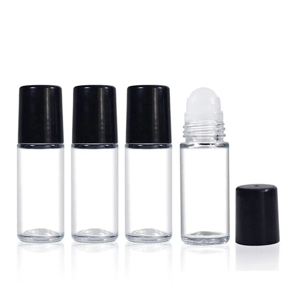 4PCS 30Ml Essential Oil Roller Bottlesempty Refillable Clear Glass Roll-On...