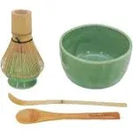 BambooMN Brand - Matcha Bowl Set (Includes Bowl, Rest,Tea Whisk, Chasaku, Tea Spoon) 1 Set Soft Light Green