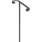 Single Post Handrail Wrought Iron Post Mount Step Grab Supports in Ground Long Post Fits 1 or 2 Steps Grab Rail Single Post Railing (Gray)