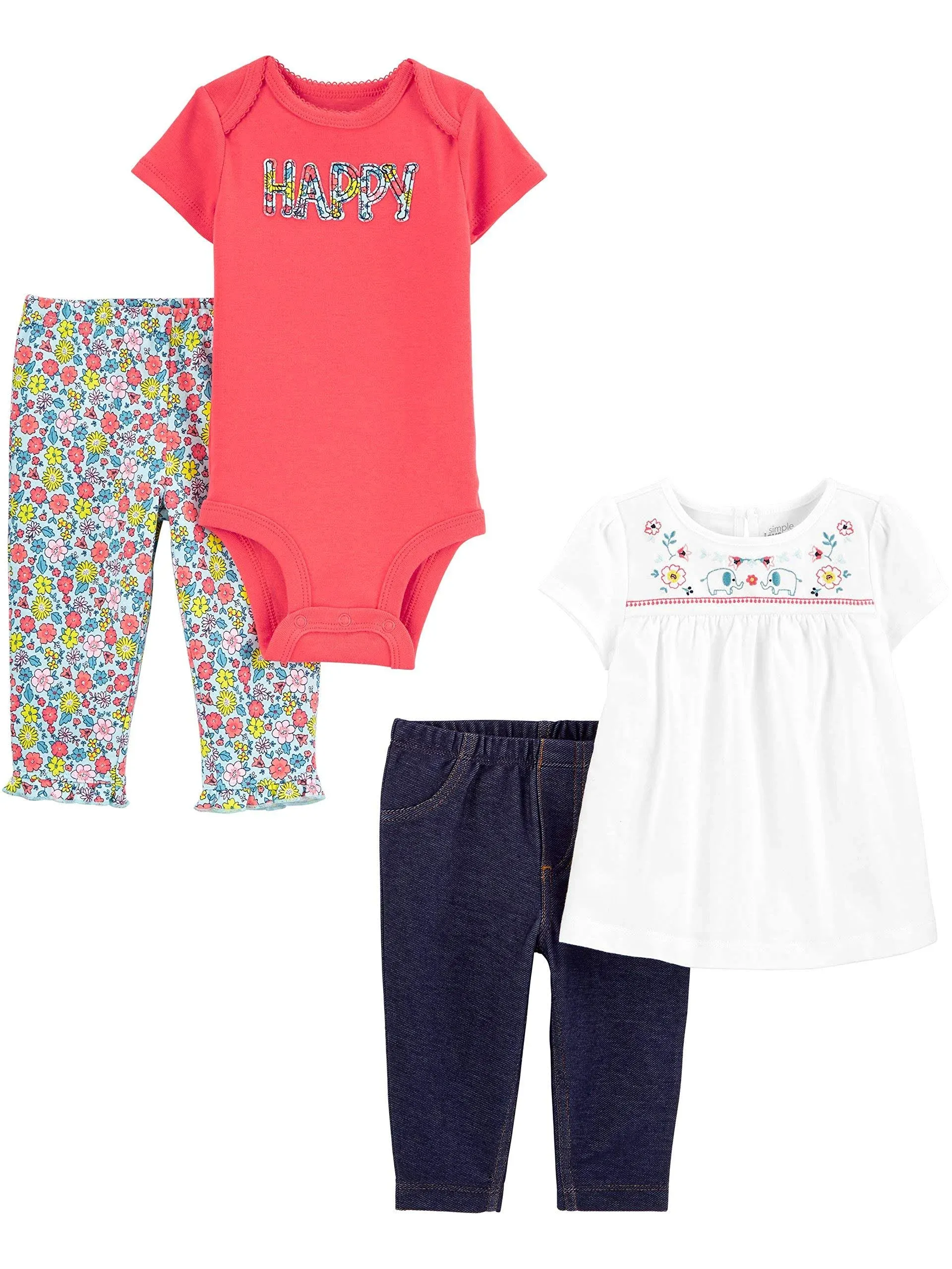 Simple Joys by Carter's Baby Girls' 4-Piece Bodysuit