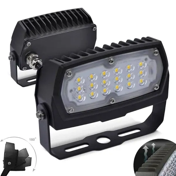 LED Flood Light Outdoor -15W, 1830 Lumens, AC 120-277V, IP65 Waterproof, UL-Listed, 0-180° Adjustable U-Bracket Mount Outdoor Security Lighting Fixture, Aluminum Die-Cast - 3000K