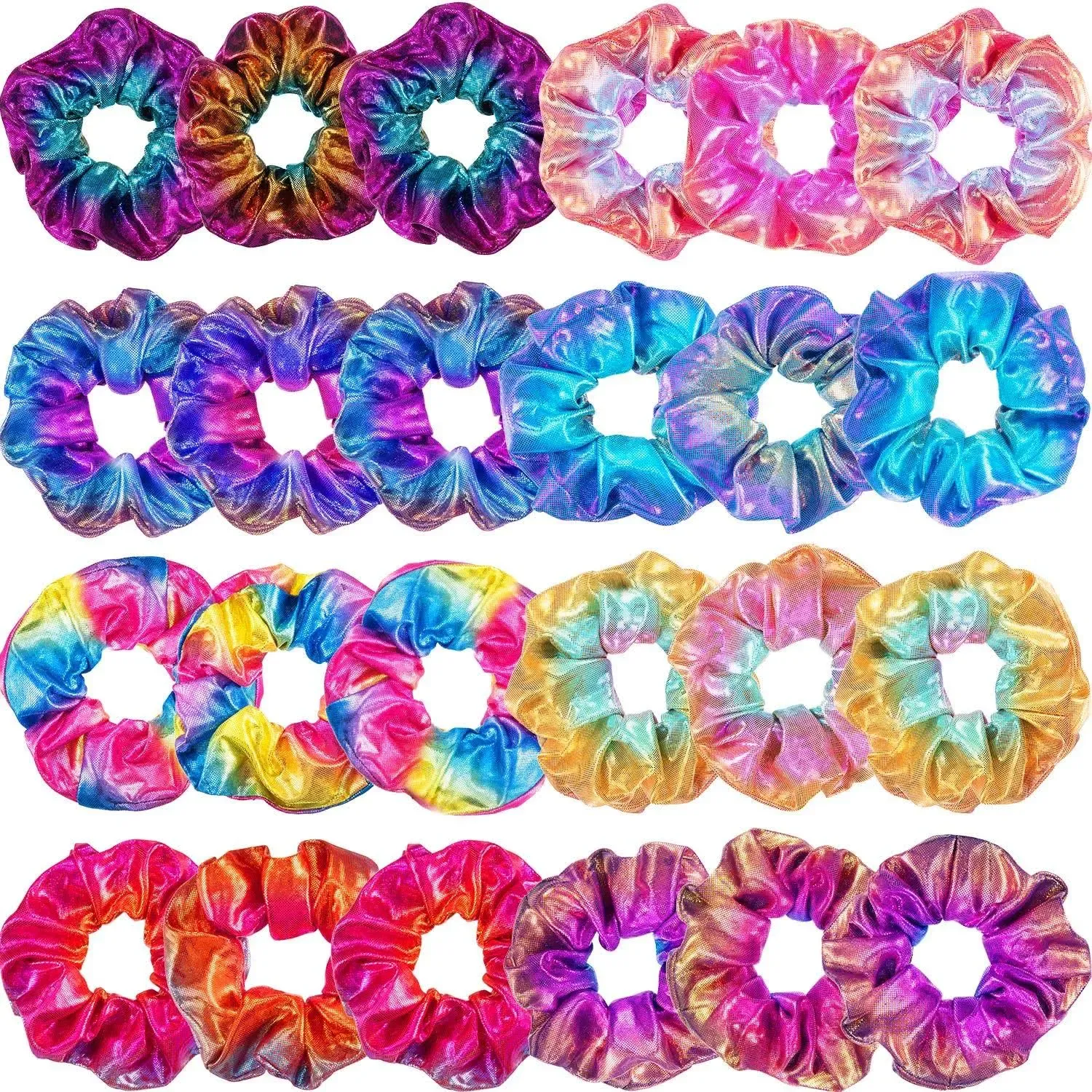 Tatuo 24 Pieces Scrunchies Rainbow Hair Scrunchies Elastic Hair Bands Scrunchy Colorful Hair Ties Ropes for Women Girls Gymnastics Birthday Party Favors, Large (Rainbow Colors)