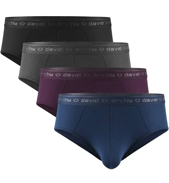 DAVID ARCHY Men's Underwear Briefs Micro Modal Dual Pouch Briefs Support Ball Pouch Comfortable Briefs for Men 4 Or 7 Pack