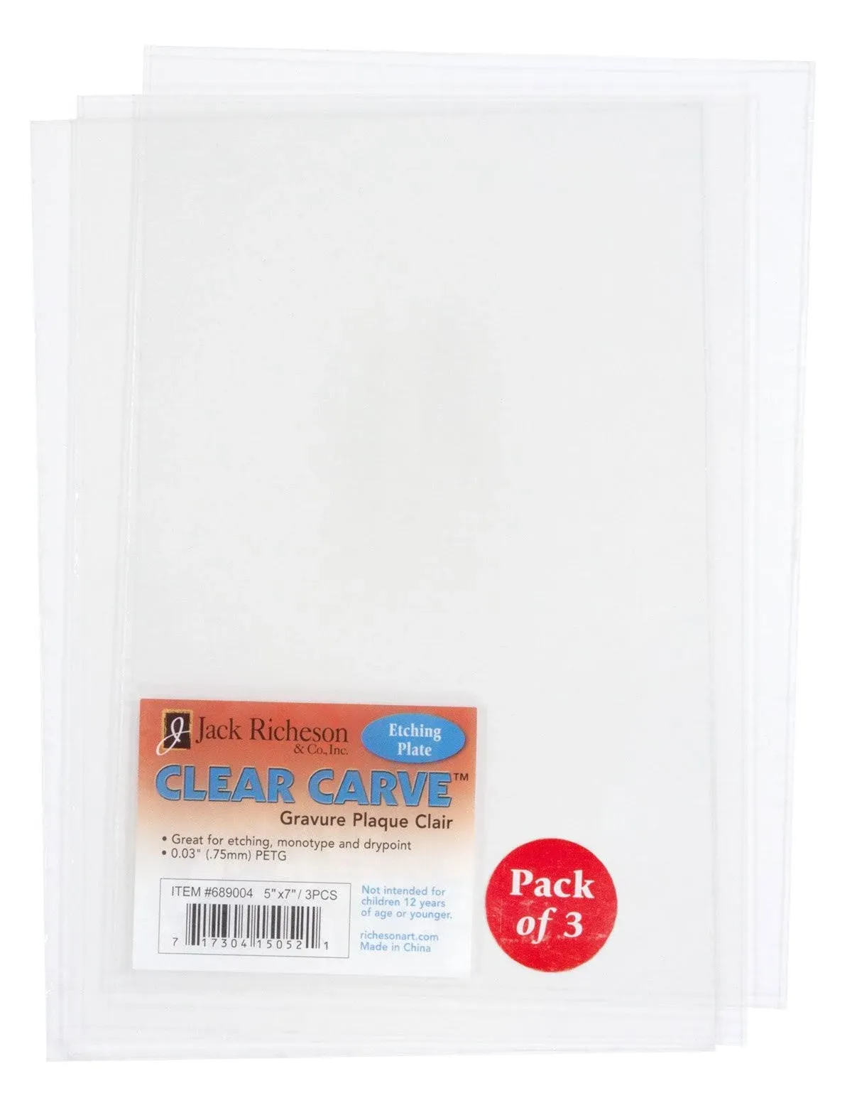 Jack Richeson Clear Carve Etching Plates, 5"x7" (3-pack)