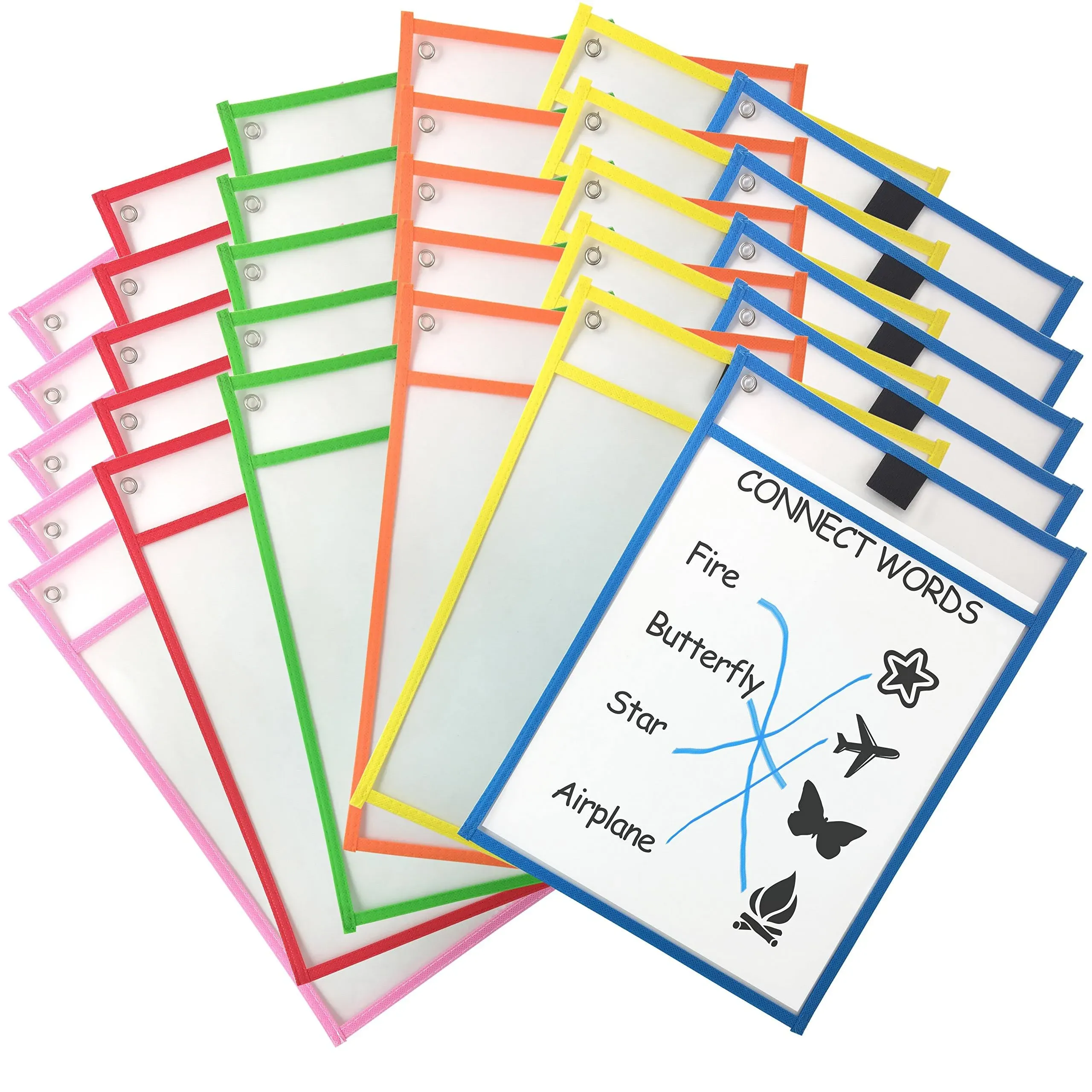 Dry Erase Pocket Sleeves Assorted Colors (30-Pack)