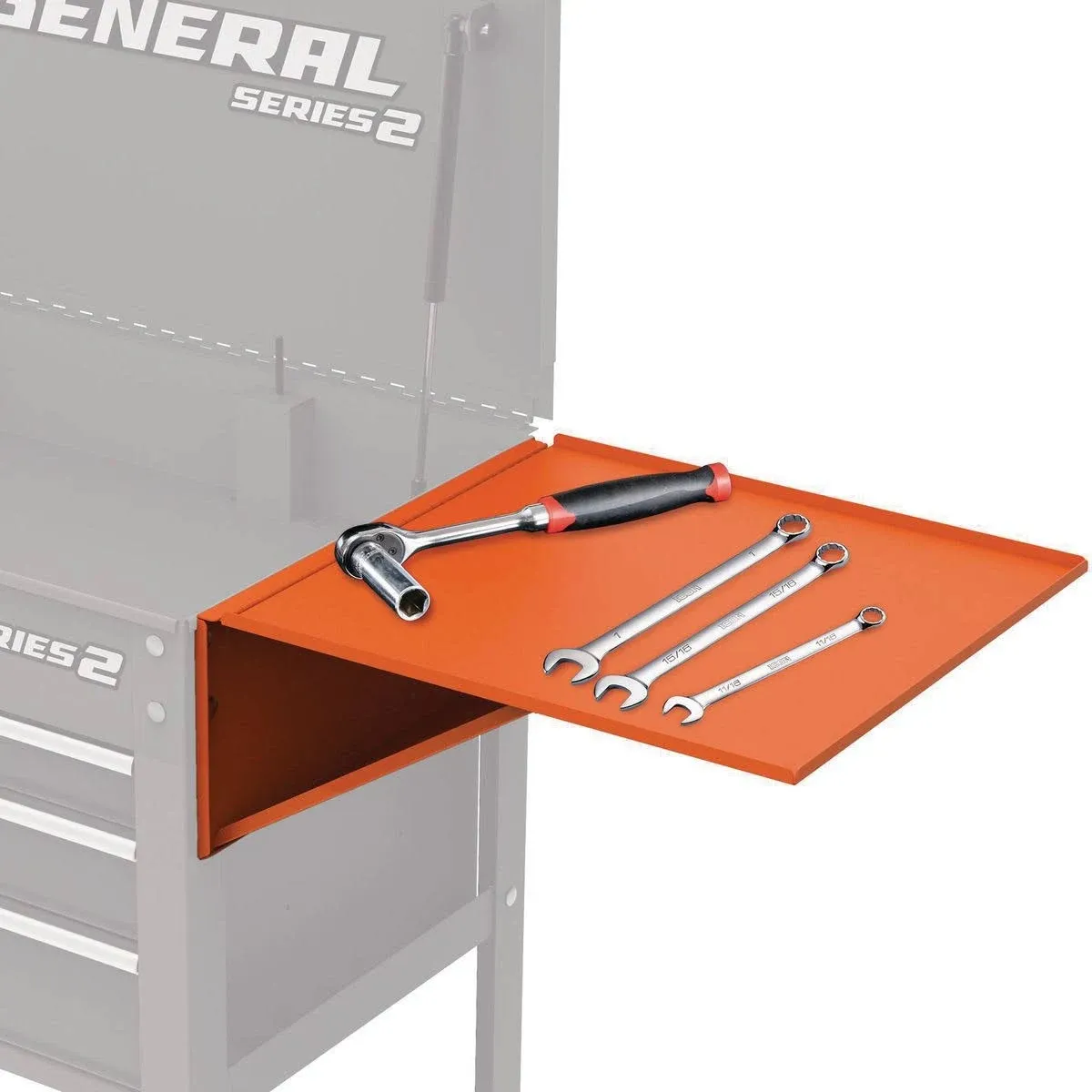 Folding Side Tray for 4 Drawer US General Tech Cart, Orange Color