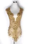 La Belleza Gold Rhinestones Fashion Applique Bodice Patch