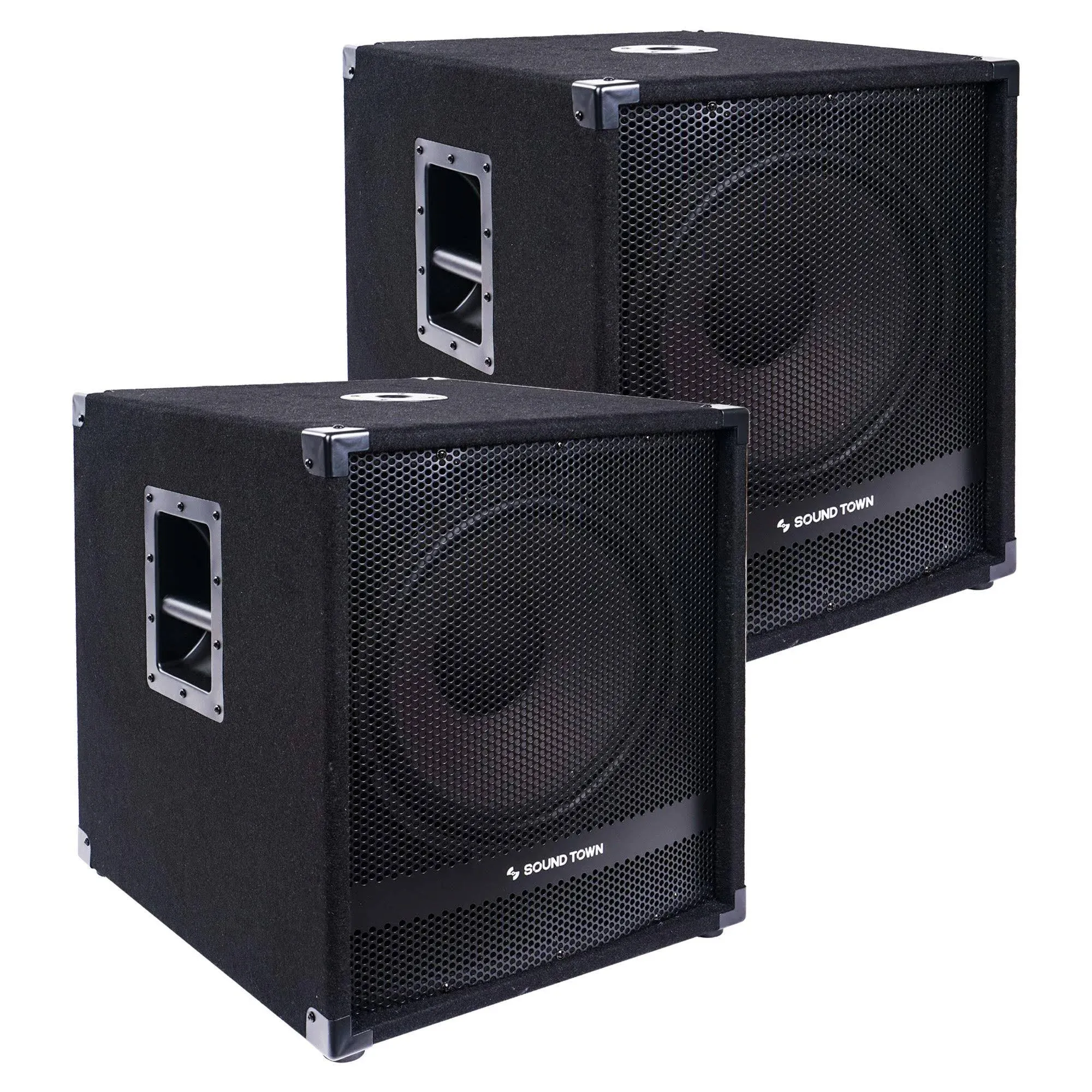 Sound Town Pair of 15" 1800W Powered Subwoofers with Class-D Amplifiers, 4" Voice ...