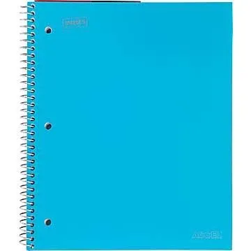 Staples Accel Durable Poly Cover Notebook, Graph Ruled, Assorted, 8-1/2" x 11" 25855M