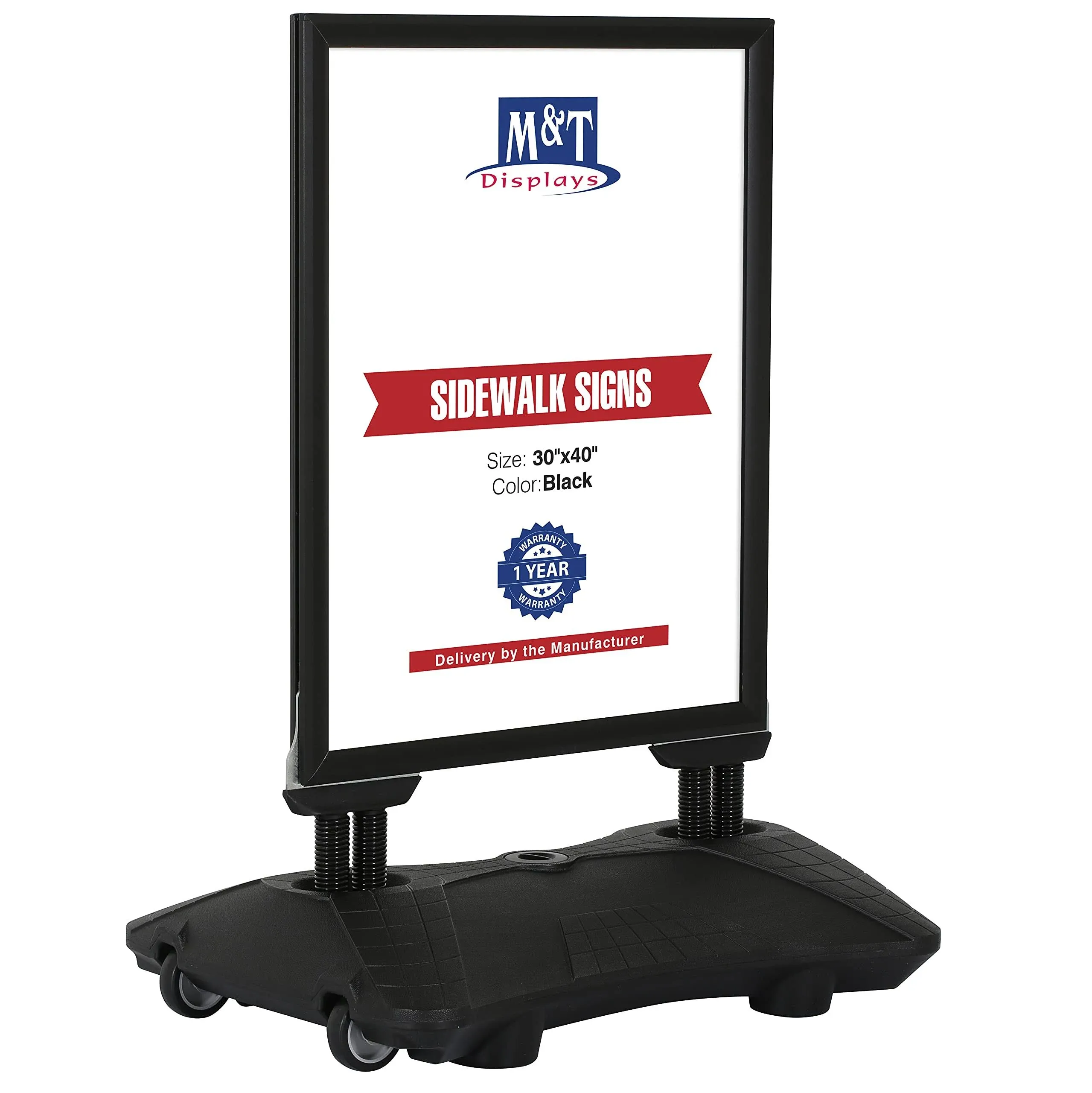 M&t Displays Windpro Lite Weather and Wind Resistant Outdoor Pavement Curb Sidewalk Sign Holder for 30x40 inch Posters Black Aluminum Easy Front