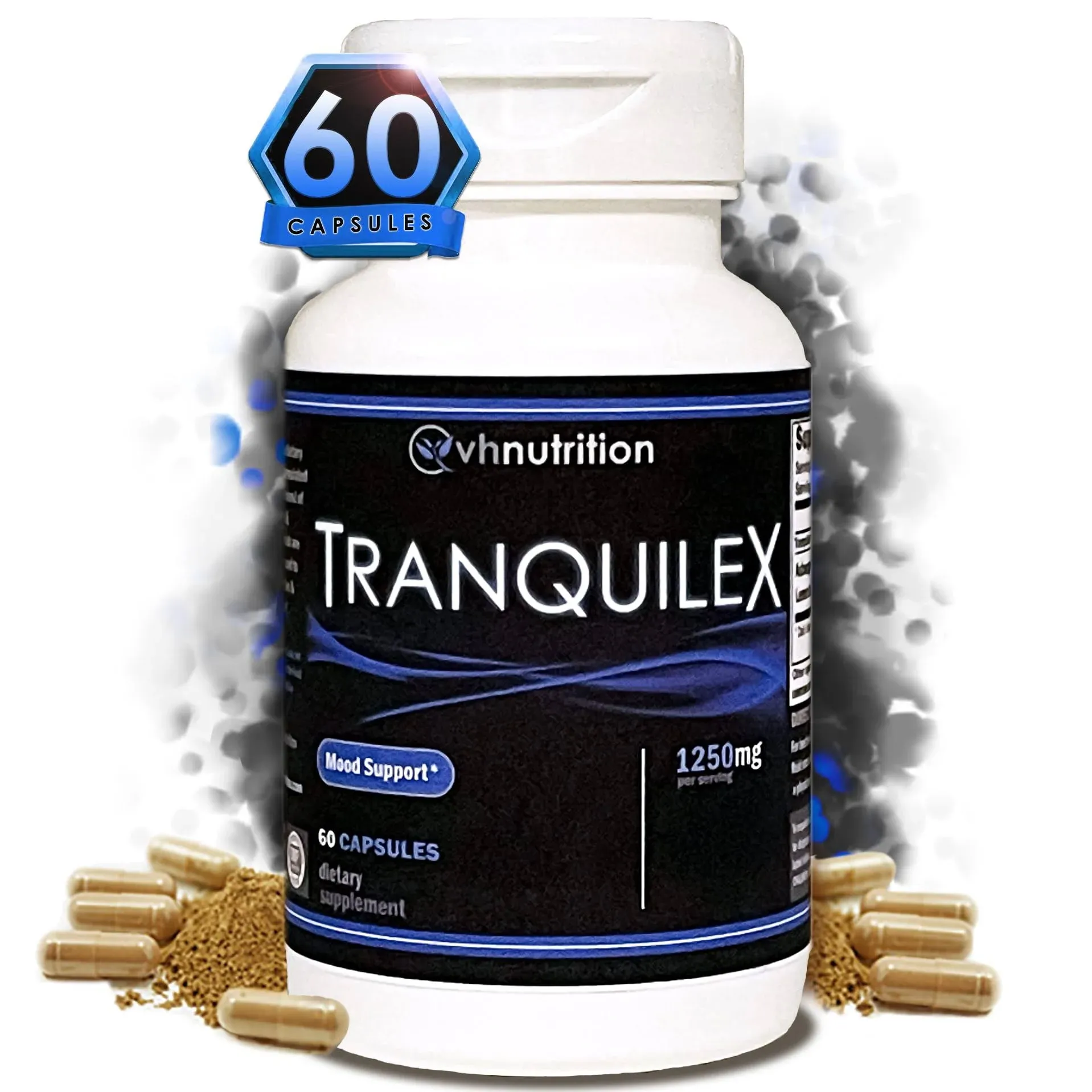 VH Nutrition TRANQUILEX | Stress Relief Supplement* | Ashwagandha, Passion Flower, Kava Kava, Lemon Balm, Licorice Root, and Lavender | Natural Relaxation and Mental Calmness | 60 Capsules