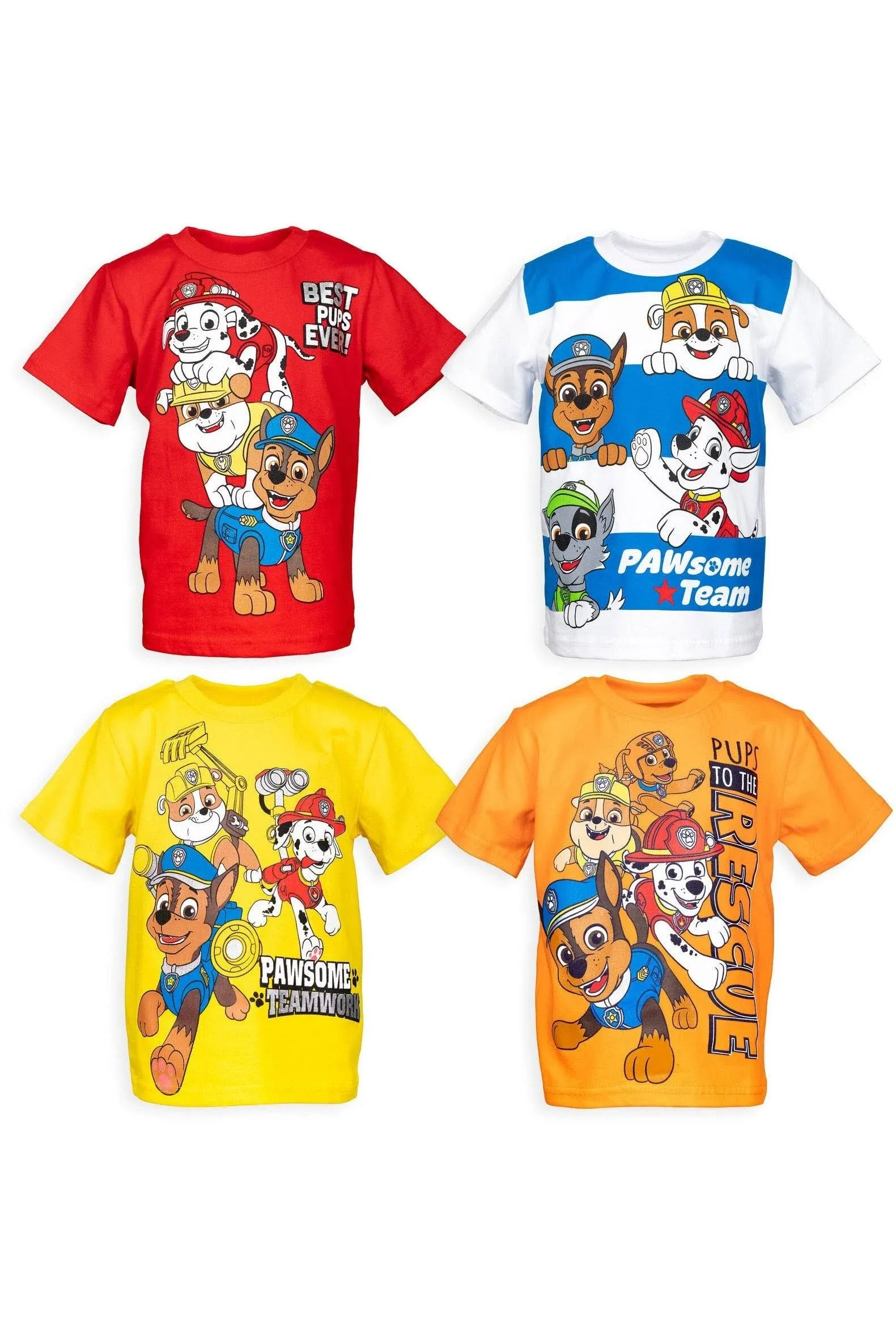 Paw Patrol Chase Marshall Rubble Rocky Little Boys 4 Pack T-Shirt 6, Boy's