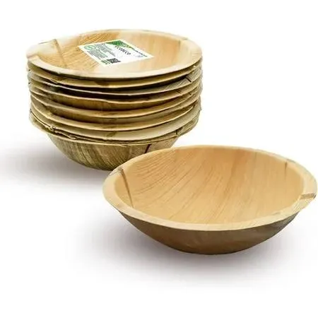 ECODECO Palm Leaf Compostable Plates - 10 pcs - 8.5 Inch Large 40 Oz Serving Bowl - Disposable Eco Friendly Like Bamboo Party Plates