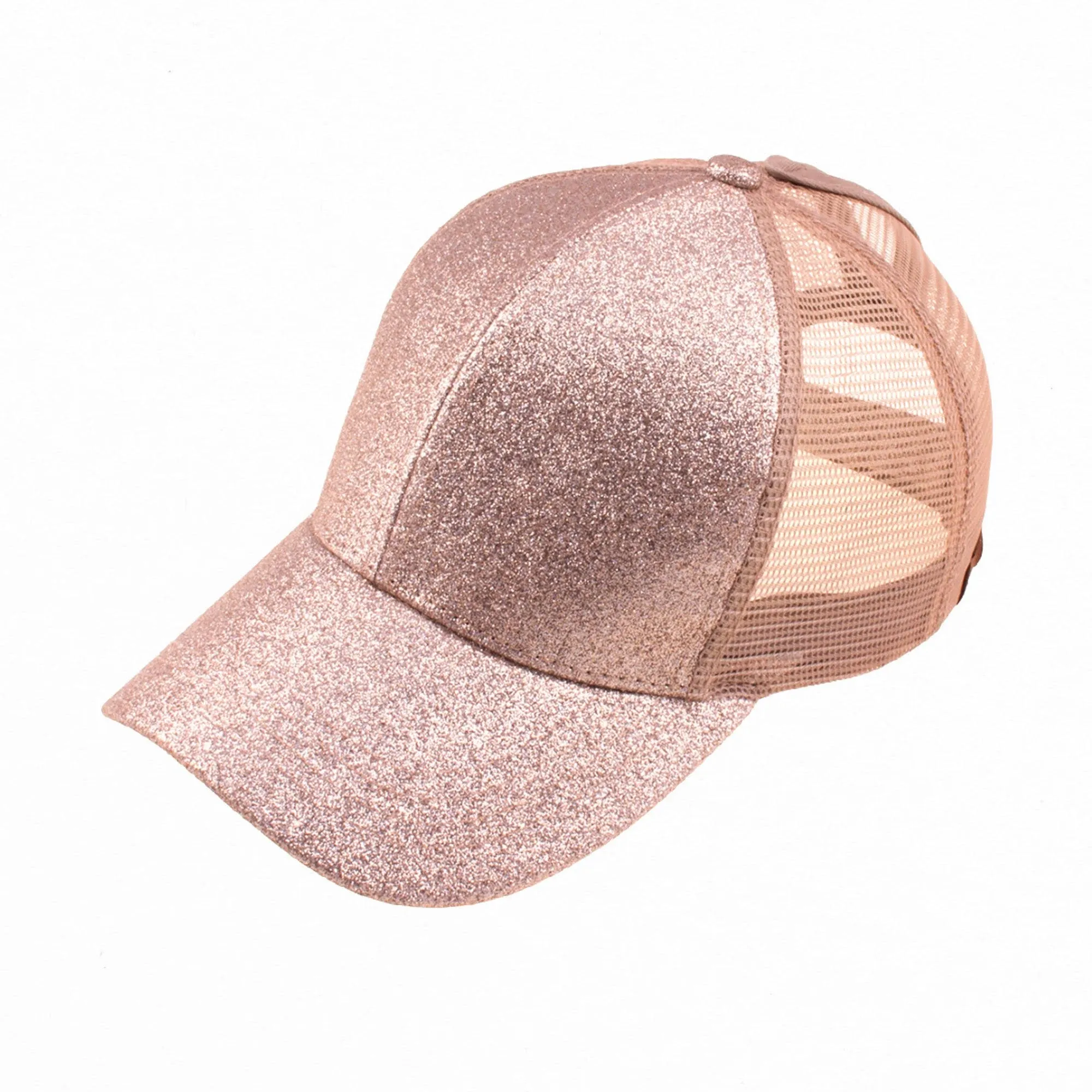 C.C Ponycaps Kids High Ponytail Glitter Mesh Strapback Baseball Cap: Size ...