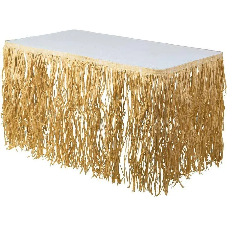 Natural Grass Paper Table Skirt - 29" x 9 ft (1 Count) - Eco-Friendly Decor Perfect For Parties & Events