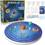 Gptoys 3 in 1 Build and Paint Solar System for Kids, Arts and Crafts Science Kits for Kids Age 4-6-8-12, Glow in The Dark Movable 3D Planets in