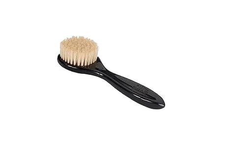 Esthetician Grade Facial Brush | Natural Bristle Firm | High Polish Acrylic Handle | Jet Black Finish | Model 704 - JTB