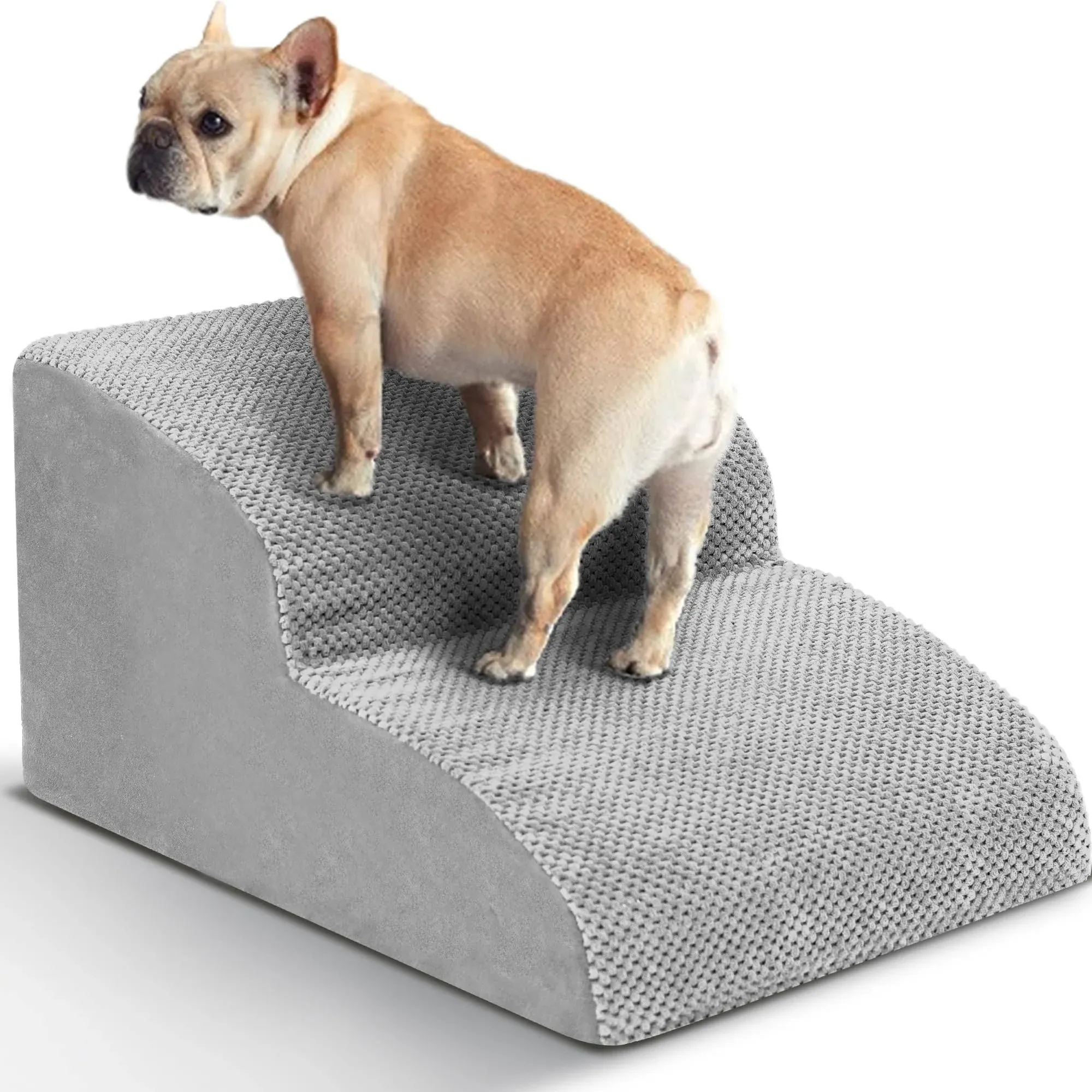 Heeyoo Dog Stairs for Small Dogs, High Density Foam Dog Ramp, Extra Wide Non-Slip Pet Steps for High Beds or Couch, Soft Foam Doggie Ladder for Dogs