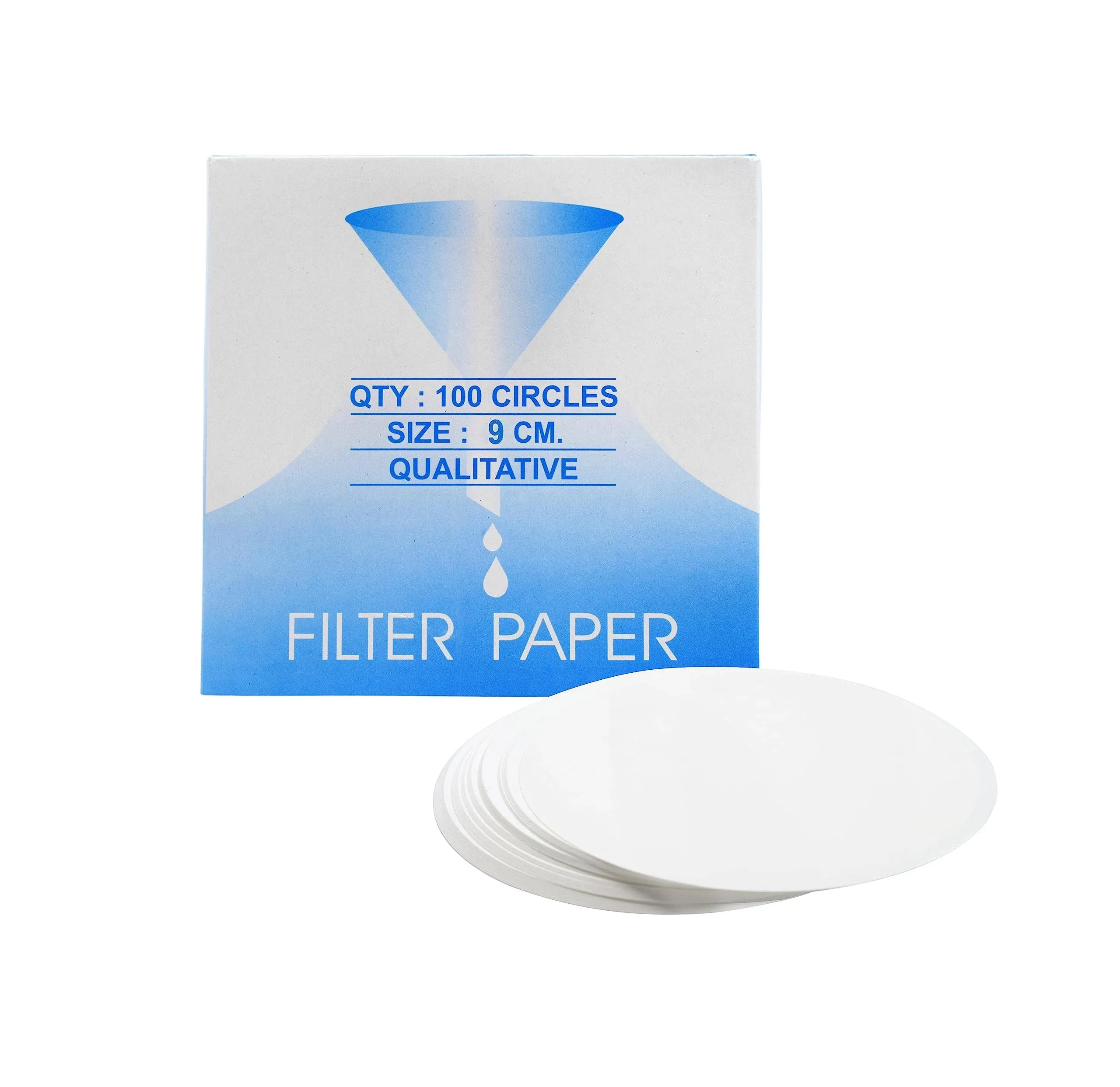 Eisco Labs Premium Qualitative Filter Paper, 9cm Dia., Medium Speed (85 GSM), 10μ (10 Micron) Pore Size - Pack of 100