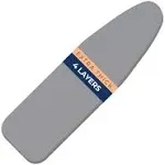 Ironing Board Cover and Pad Extra Thick 4 Layers, Silver Coated, Stain Resistant, Elasticized Edges happhom