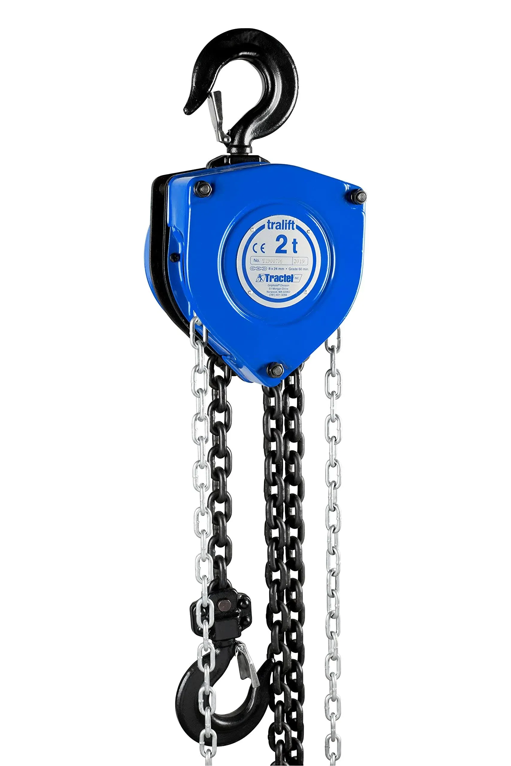 Tractel Manual Chain Hoist | 2 Ton - 4000 lbs Capacity | 40 ft Steel Chain ...