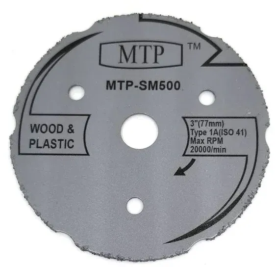 MTP Brand Pack of 5 Assort 3" Wood Plastic Metal Masonry Cutting Wheel Compatible to use for Dremel SM510C sm520 sm500 sm540 Saw Max Rigid R87547B Milwaukee 2522-20 Cut Off Tool - 7/16" Arbor