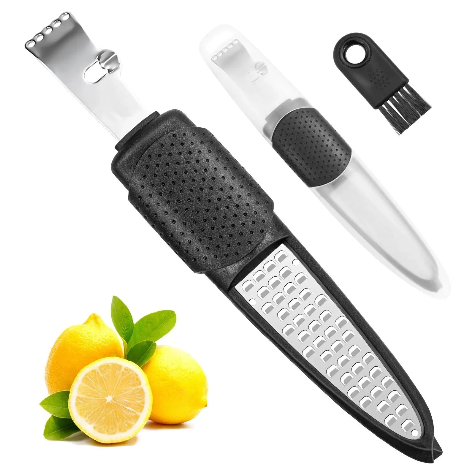 FLVDRBY 4-in-1 Lemon Zester, Heavy Duty Cheese Vegetable Citrus Zester Grater wi