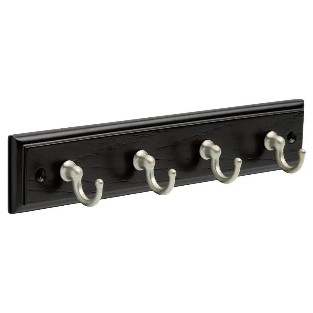 Franklin Brass FBKEYT4-BSE-R 9" Key Rail with 4 Hooks Rack Black & Satin Nickel