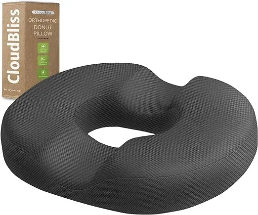 Donut Pillow Seat Cushion for Tailbone Pain Relief and Hemorrhoids, Memory Foam ...