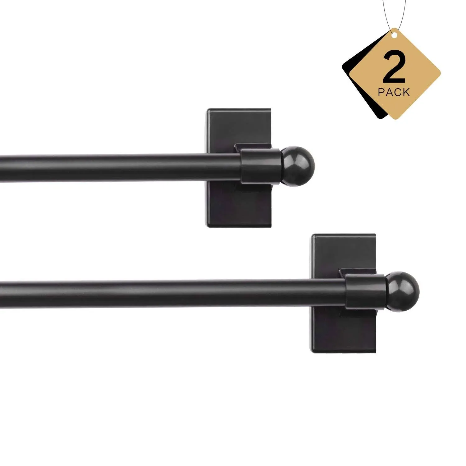 Multi-Use Adjustable Magnetic Curtain Rods for Doors, Windows, Tool Boxes, 9-16 Inch, Easy Installation，4-Pack，Black