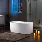 Woodbridge 59 in. Acrylic Flatbottom Freestanding Whirlpool and Air with Inline Heater Bathtub,Drain and Overflow Included in White BJ100