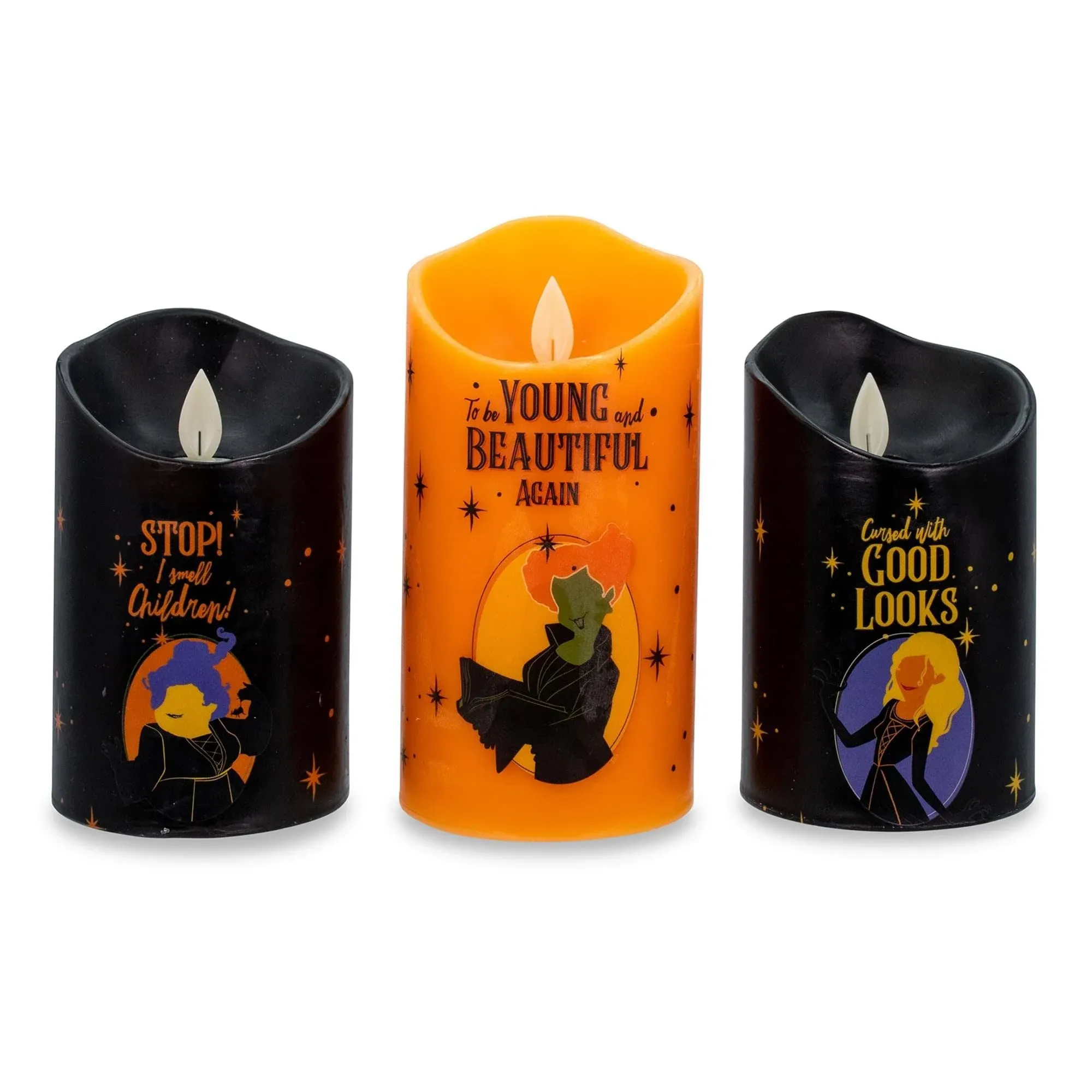 Disney Hocus Pocus LED Flickering Flameless Candles With Timers | Set of 3