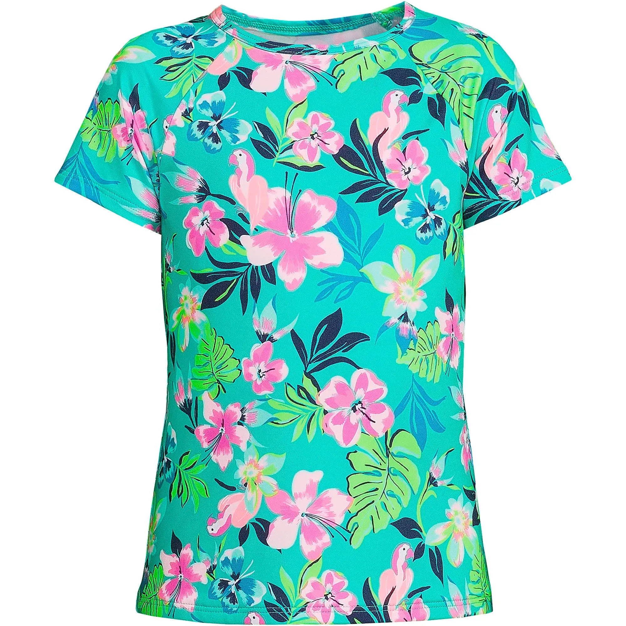 Lands' End Girls Graphic Mock Neck UPF 50 Sun Protection Rash Guard