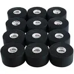 Premium Athletic Tape 1.5” x 45 Feet Per Roll, Easy Tear, No Residue, Strong Support, Hypoallergenic and Breathable, Pack of 12 (Black)