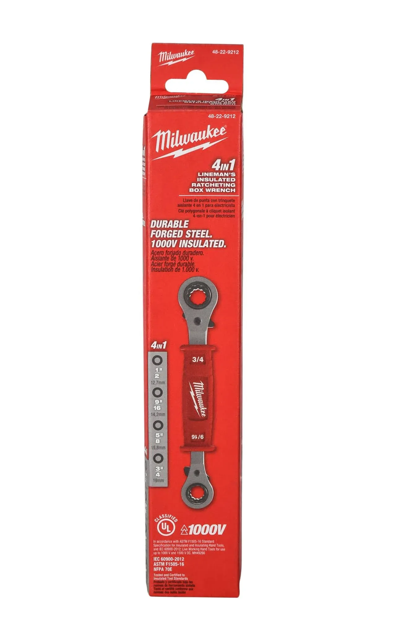 Milwaukee 48-22-9212 Lineman’s 4-in-1 Insulated Ratcheting Box Wrench