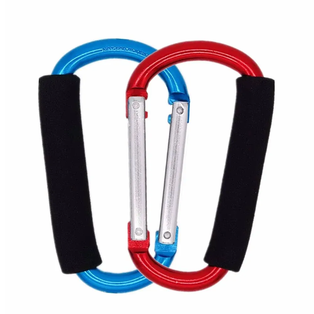 Stroller Hooks, 2 Pack 5.4&#034; Aluminum Steel Large Carabiner - Stroller... 