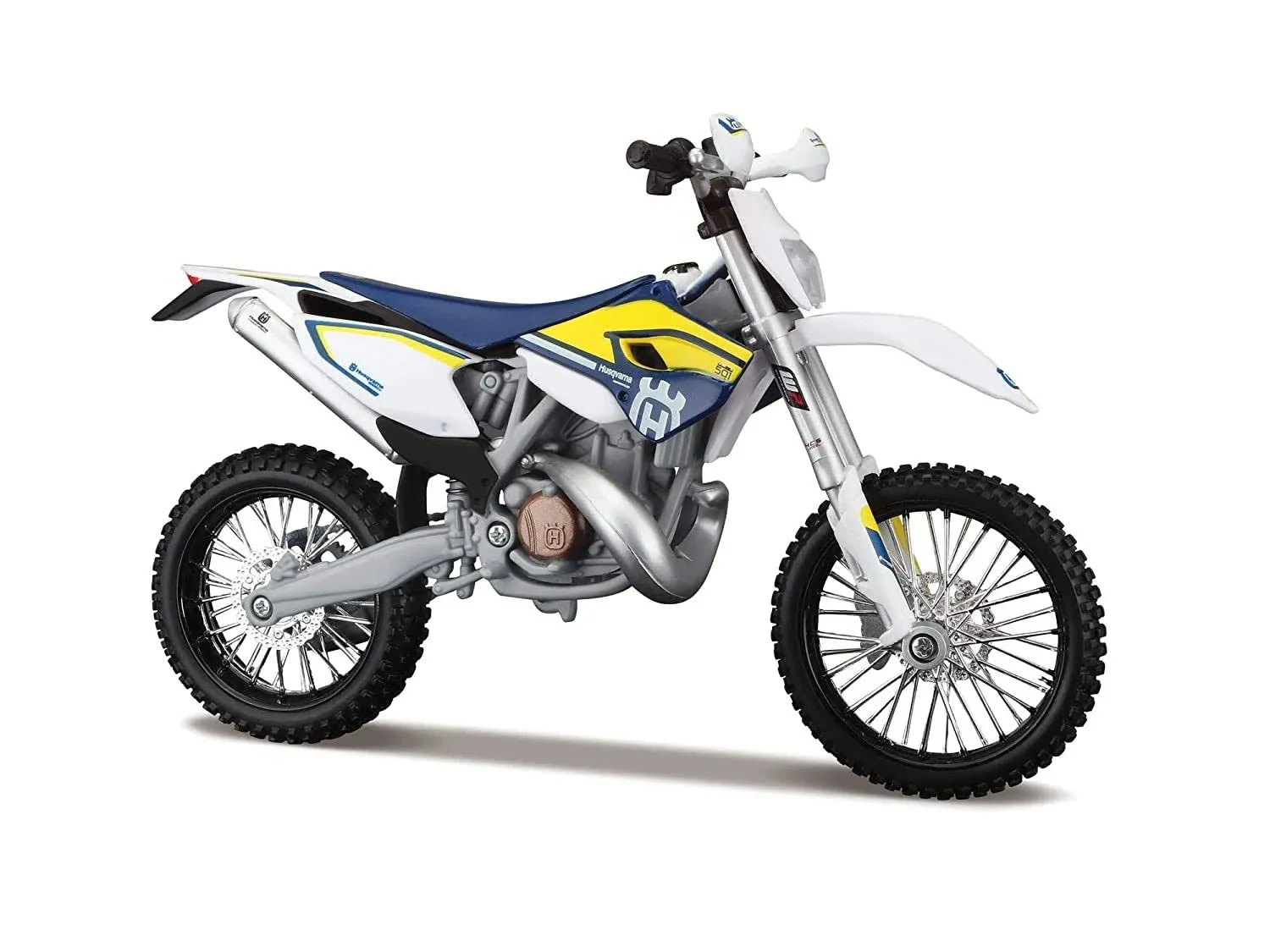 Husqvarna Fe 501 White and Blue with Yellow Stripes 1/12 Diecast Motorcycle Model ...