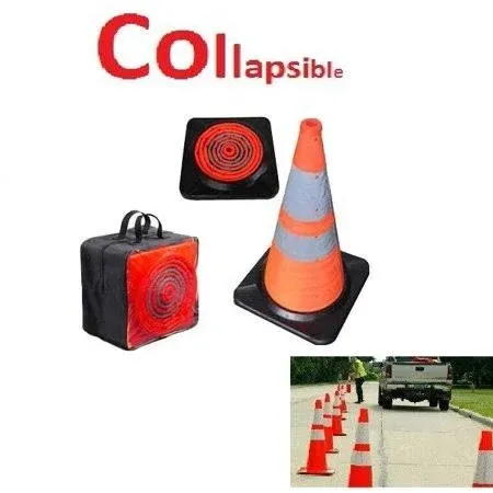 Viewbrite Collapsible LED Light Up Traffic Cone, Bright Reflective Heavy-Duty Safety Construction Cones w/ Carry Case, Neon Orange (4 Pack)