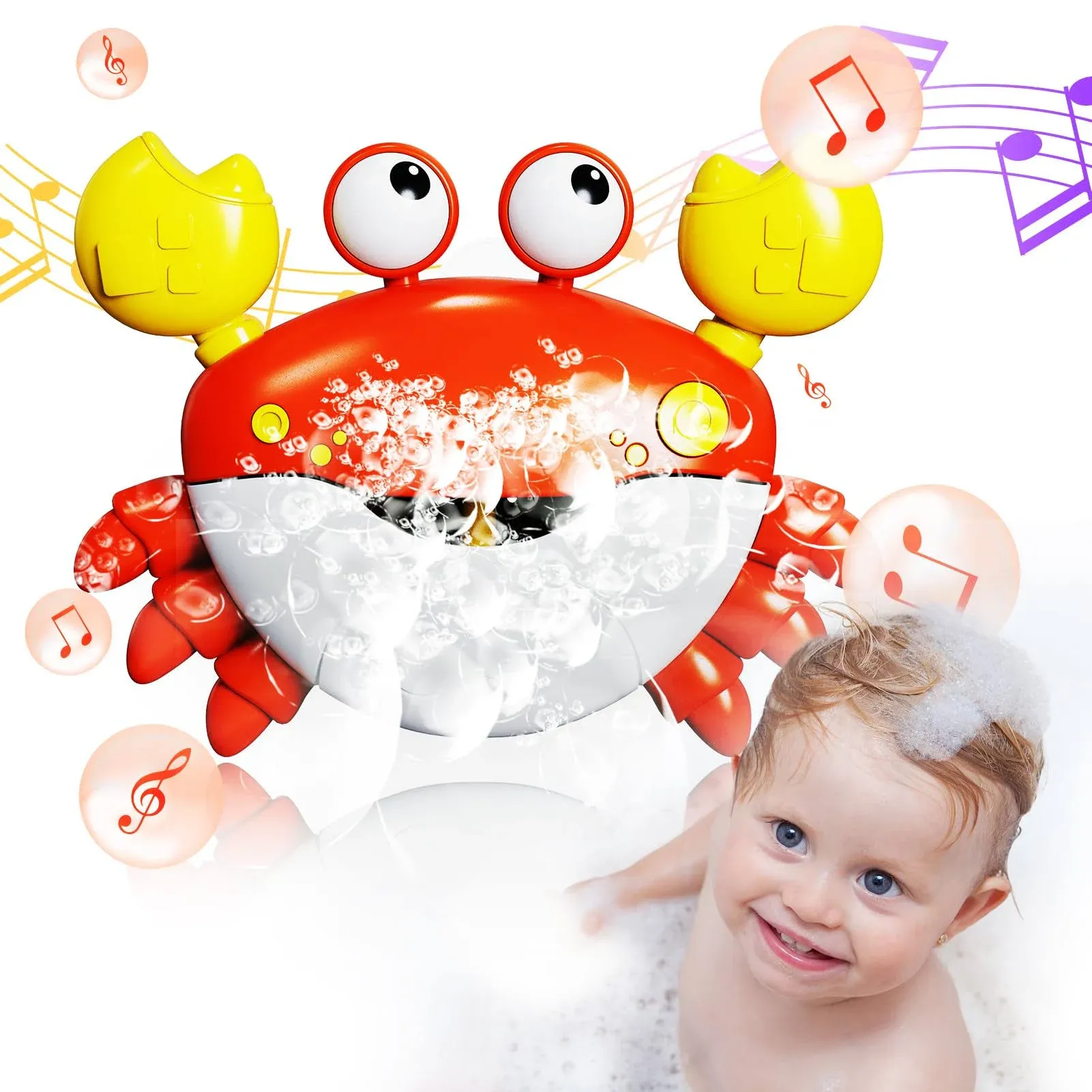 GLZOOO Crab Bath Toys: Bath Toys for Toddlers, Blow Bubbles and Plays 12 Children ...