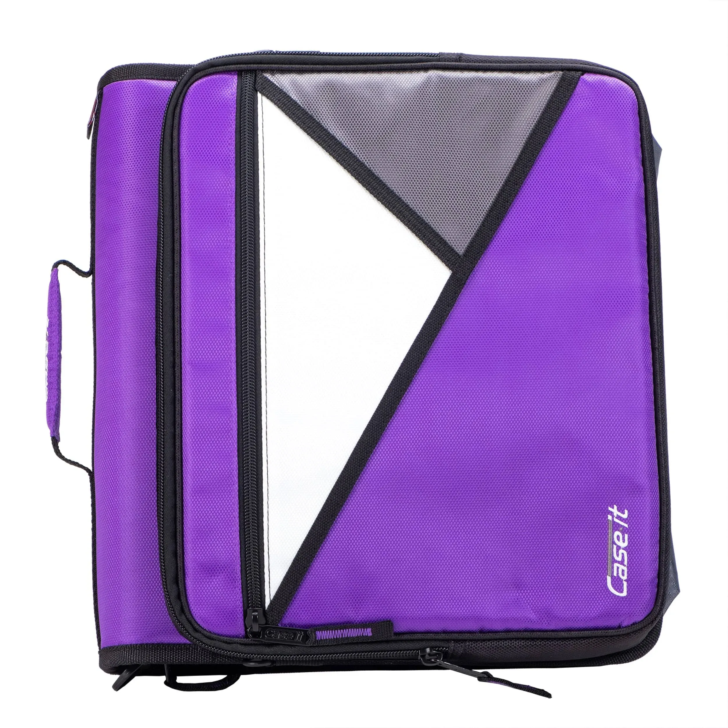 Case-it The Universal 2.0 Zipper Binder -1.5 Inch O-Ring - Removable Padded Pocket Holds Up to 13" Laptop/Tablet - Multiple Pockets - 325 Page Capacity - Comes with Shoulder Strap - Jet Black LT-207