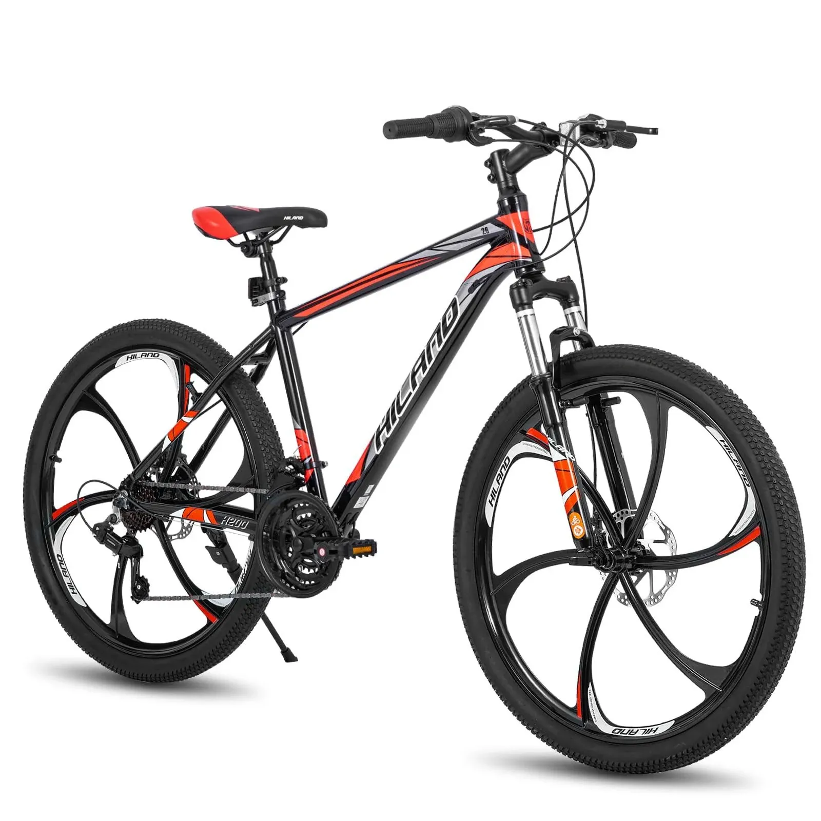 HILAND Mountain Bike, 3/6/Multi-Spokes, 21 Speeds Drivetrain, Aluminum Frame 26 Inch Wheels, Disc-Brake Bike for Men Women Men's MTB Bicycle