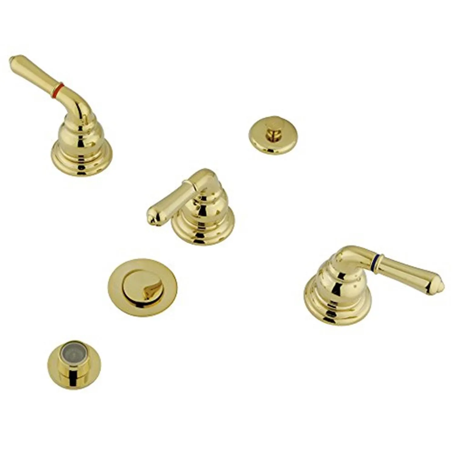 Kingston Brass Magellan Three Handle Bidet Faucet; Polished Brass