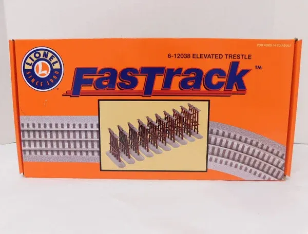 LIONEL FASTRACK ELEVATED TRESTLE SET train track piers truss graduated 6-12038