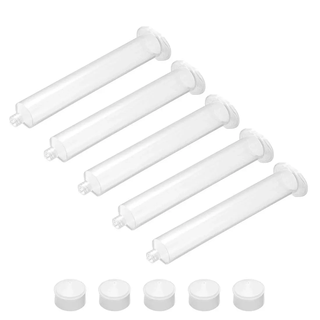 Uxcell 55CC/55ML Clear Adhesive Syringes Tube Sleeve with Piston for Industrial, 5 Pcs | Harfington