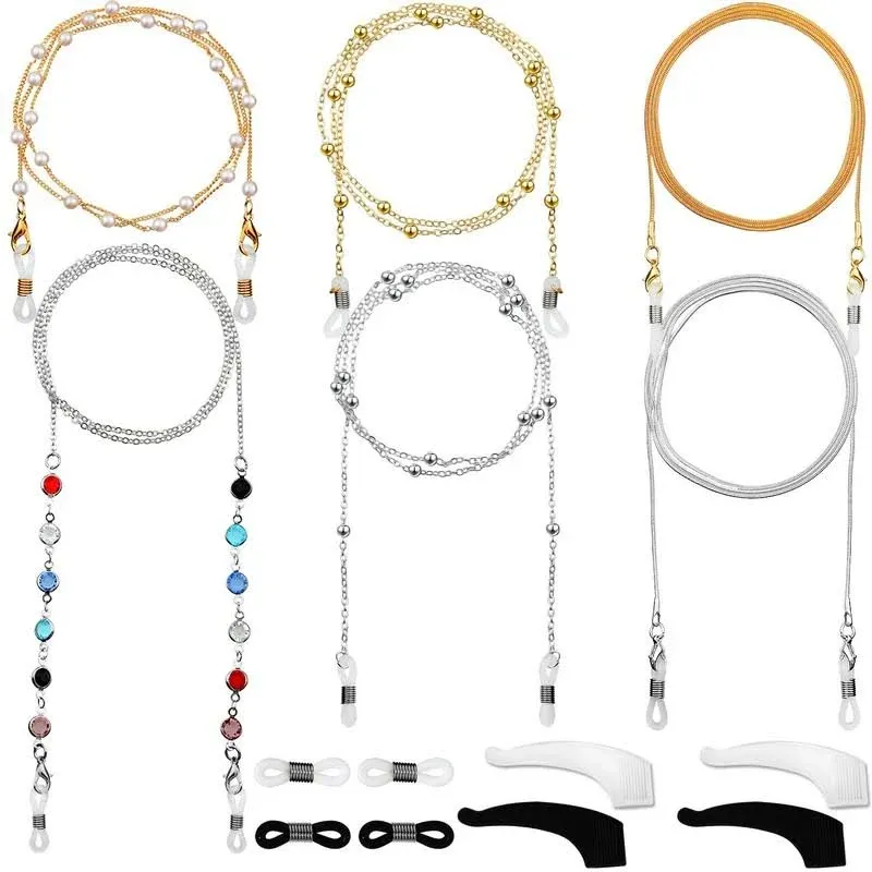 Frienda 6 Pieces Eyeglass Chains Elegant Eyewear Retainer Beaded Eyeglass Strap Holder