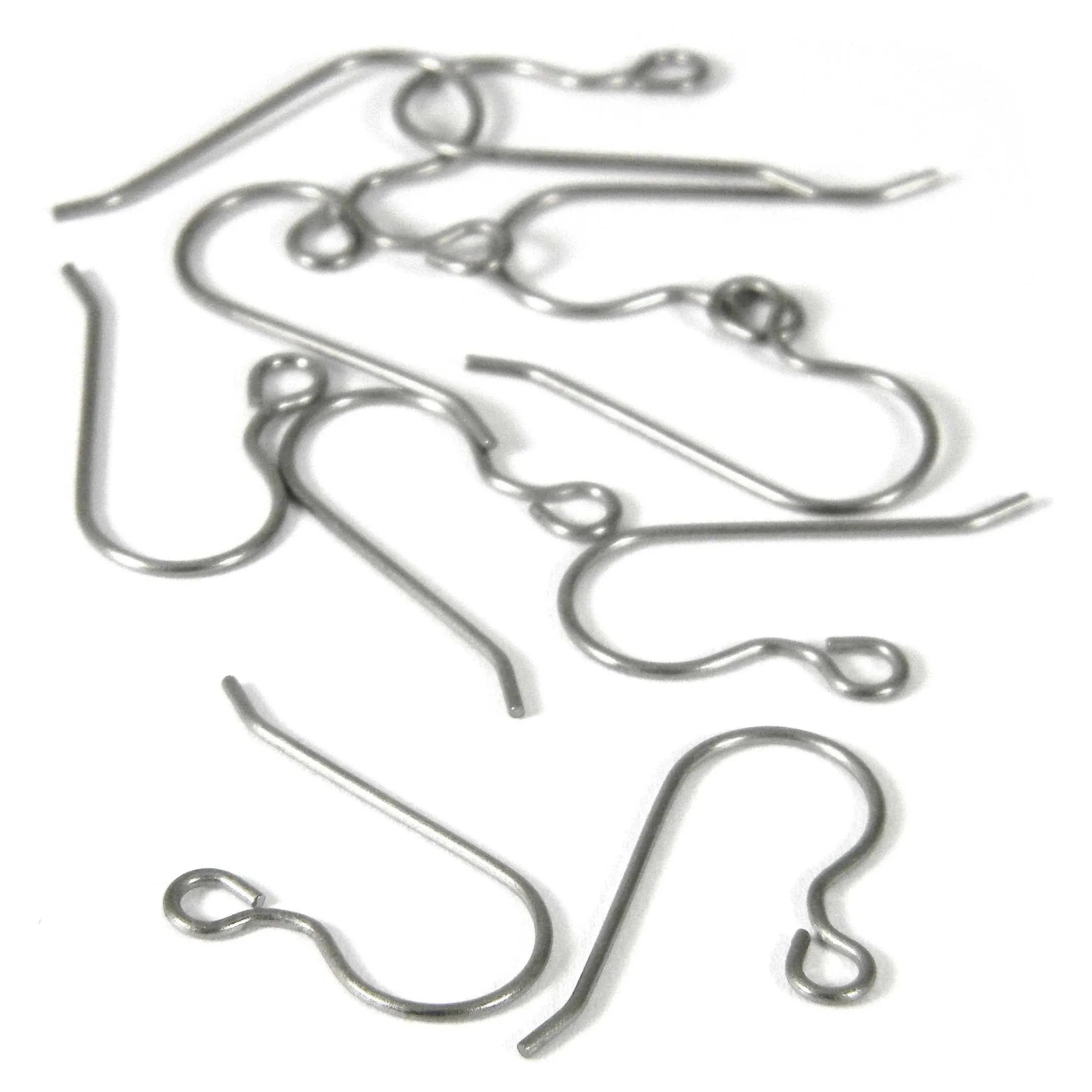 10 Silver Nickel Free Titanium French Hook Earring Findings w/ Stem &amp; Loop Ring