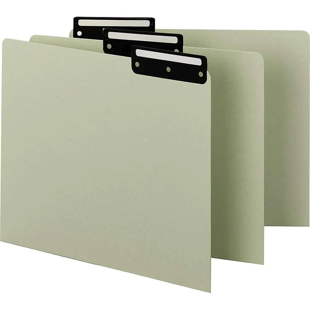 Smead Pressboard Guides, Flat Metal 1/3-Cut Tab with Insert (Blank), Letter Size, Gray/Green, 50 per Box (50534)