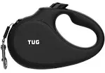 TUG 360° Tangle-Free Retractable Dog Leash with Anti-Slip Handle | 16 ft Strong Nylon Tape | One-Handed Brake, Pause, Lock (Large, Black/Grey)