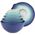 Mixing Bowls with TPR Lids - 12 Piece Plastic Nesting Bowls Set Includes 6 Prep 